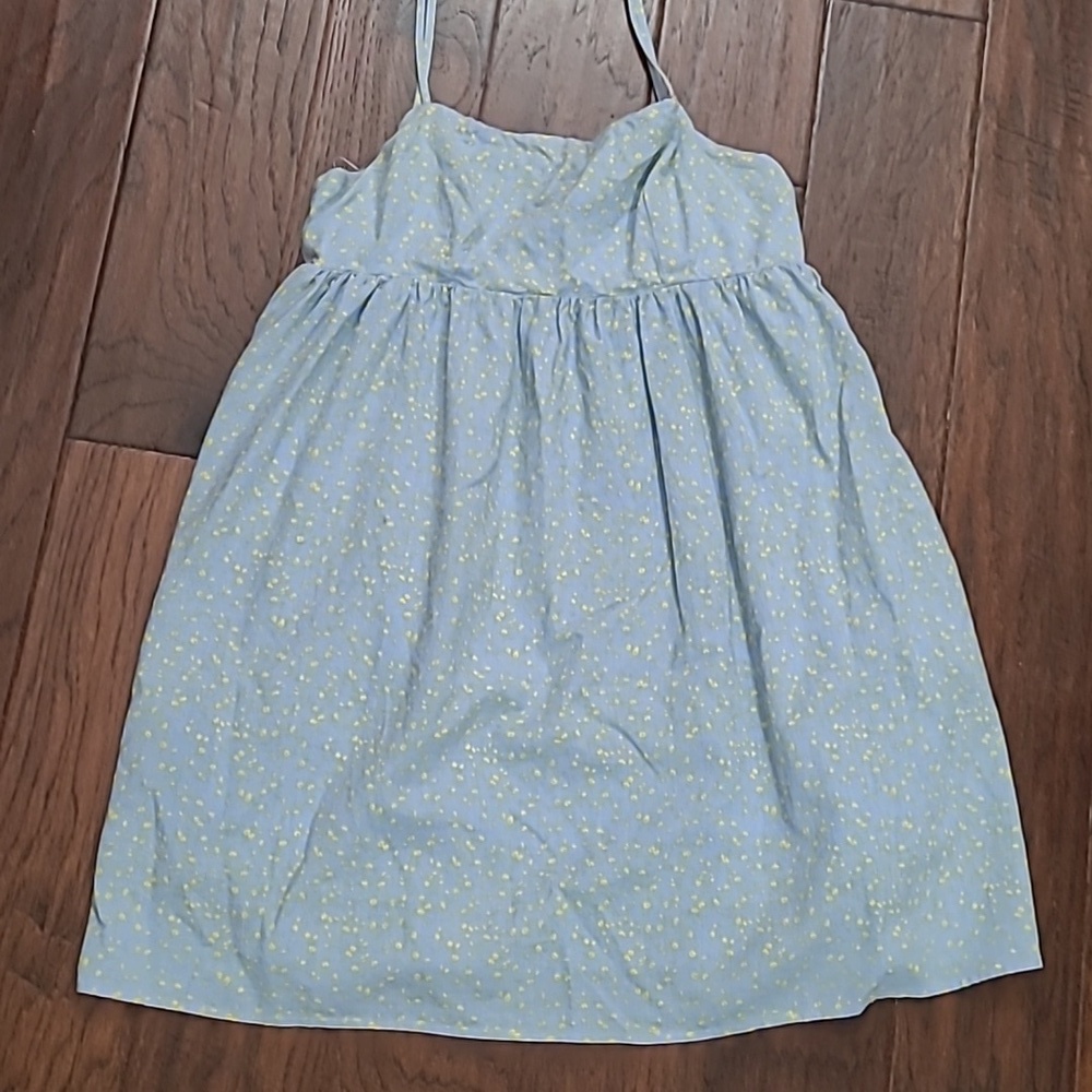 Storia Light Blue Sleeveless Sundress with Yellow Splatter Pattern size Medium